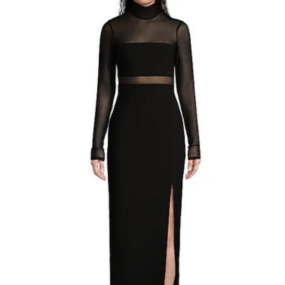 Likely Black Andie Semi-Sheer Turtleneck Gown - Picture 1 of 6